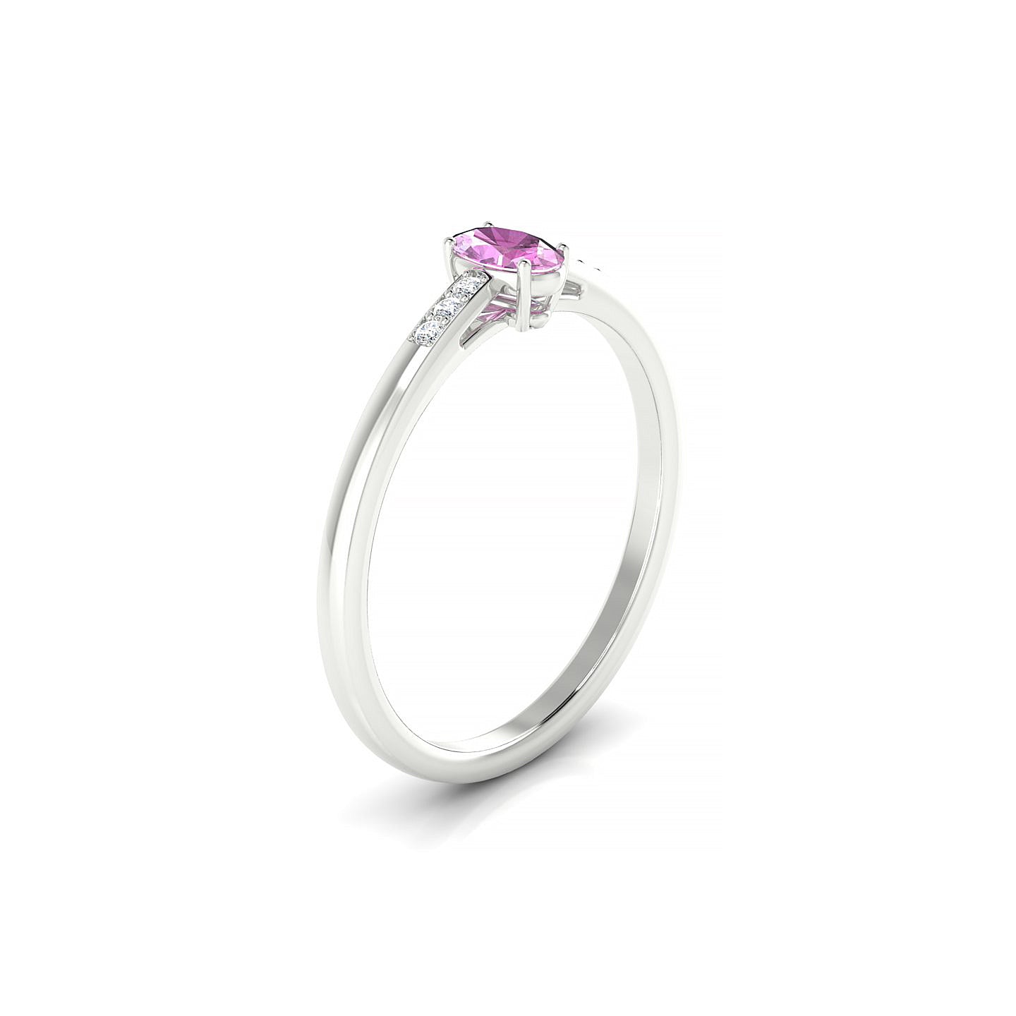 Exquisite | 18k White Gold 5 x 3 mm Oval Pink Sapphire Ring