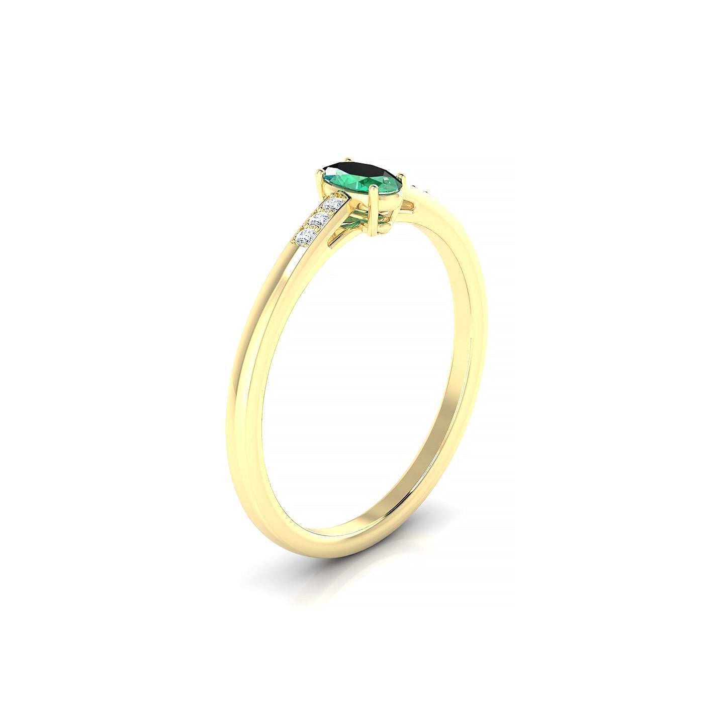 Exquisite | 18k Yellow Gold 5 x 3 mm Oval Emerald Ring