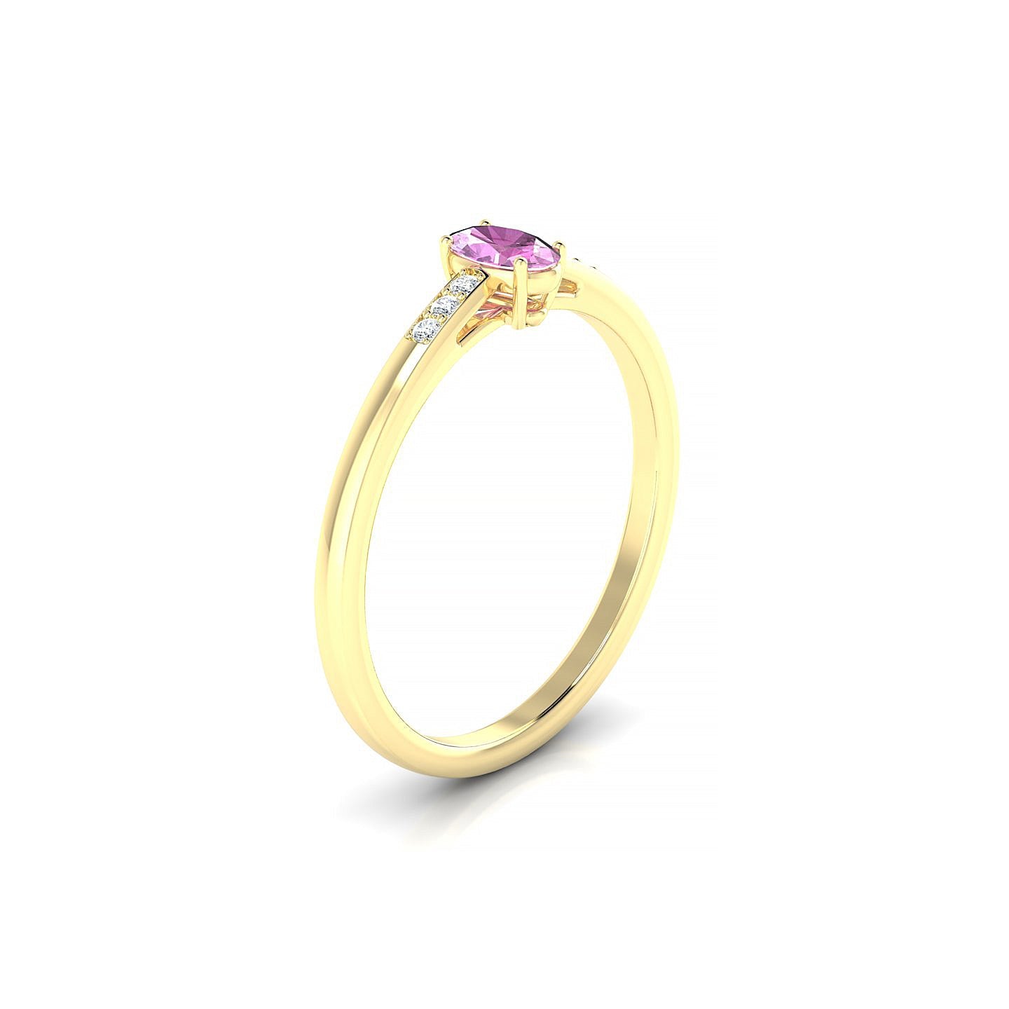 Exquisite | 18k Yellow Gold 5 x 3 mm Oval Pink Sapphire Ring