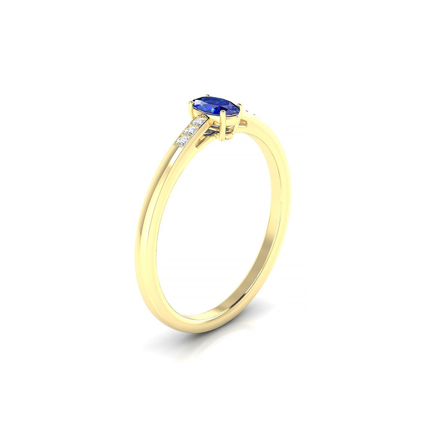Exquisite | 18k Yellow Gold 5 x 3 mm Oval Sapphire Ring