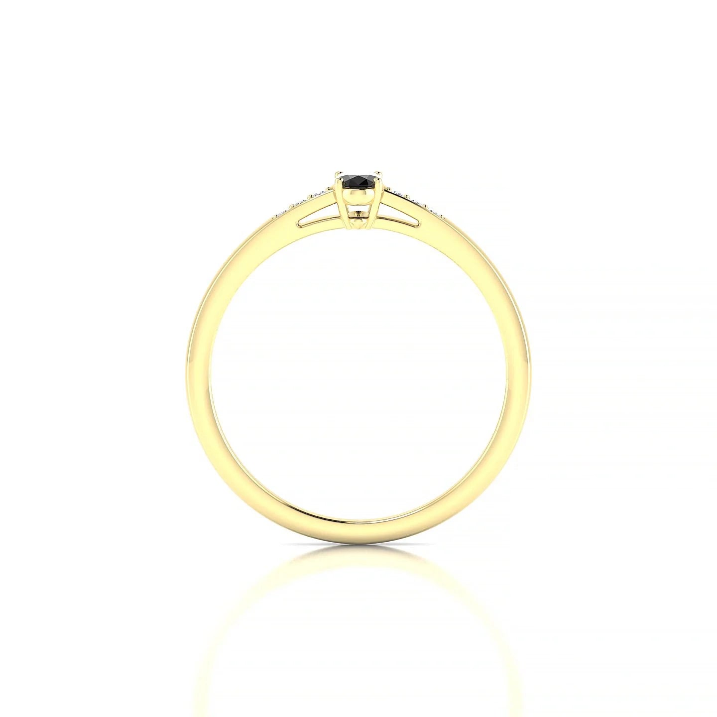 Exquisite | 18k Yellow Gold 5 x 3 mm Oval Black Diamond Ring