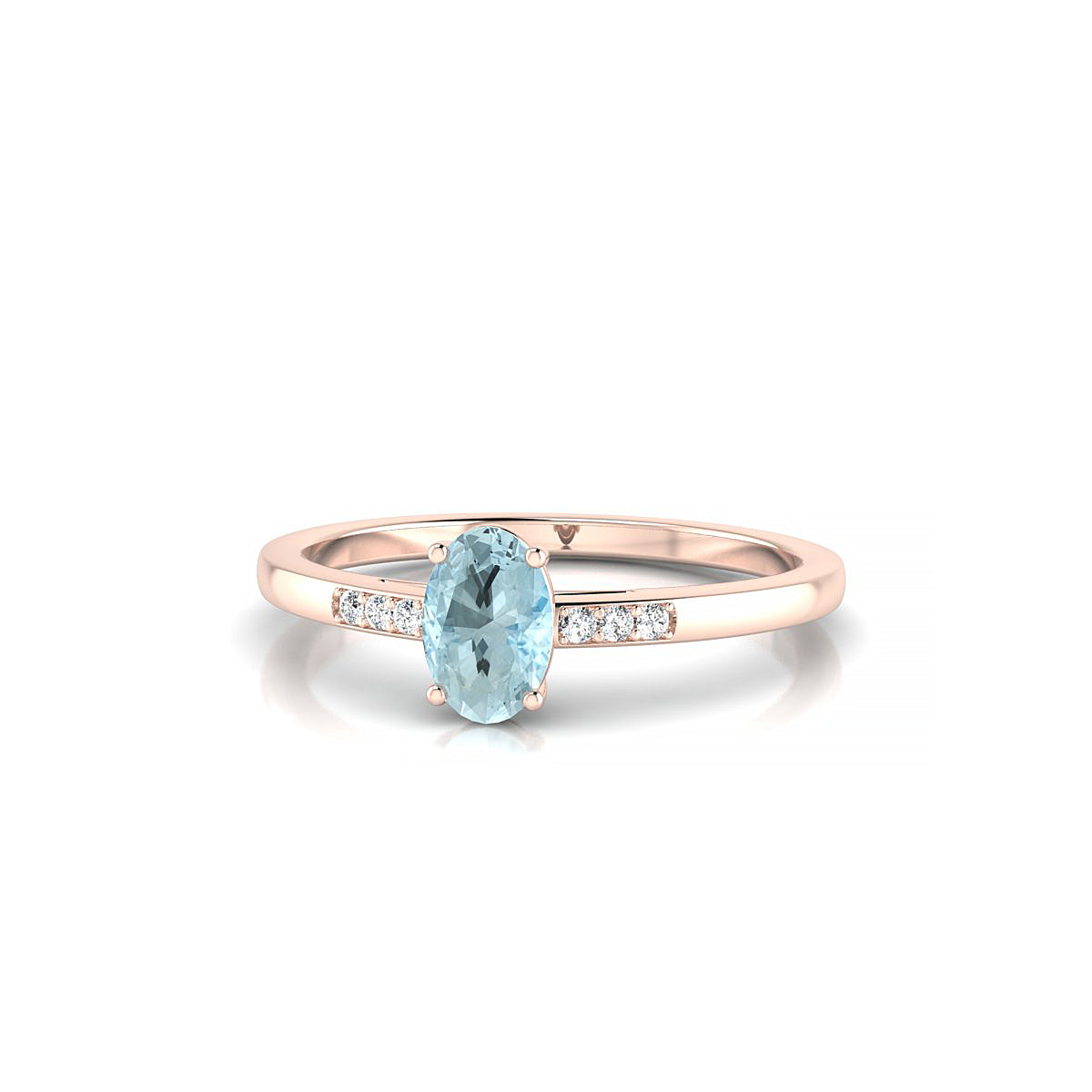 Exquisite | 18k Rose Gold 6 x 4 mm Oval Aquamarine Ring