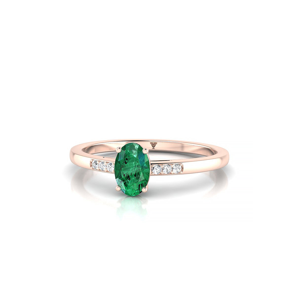 Exquisite | 18k Rose Gold 6 x 4 mm Oval Emerald Ring