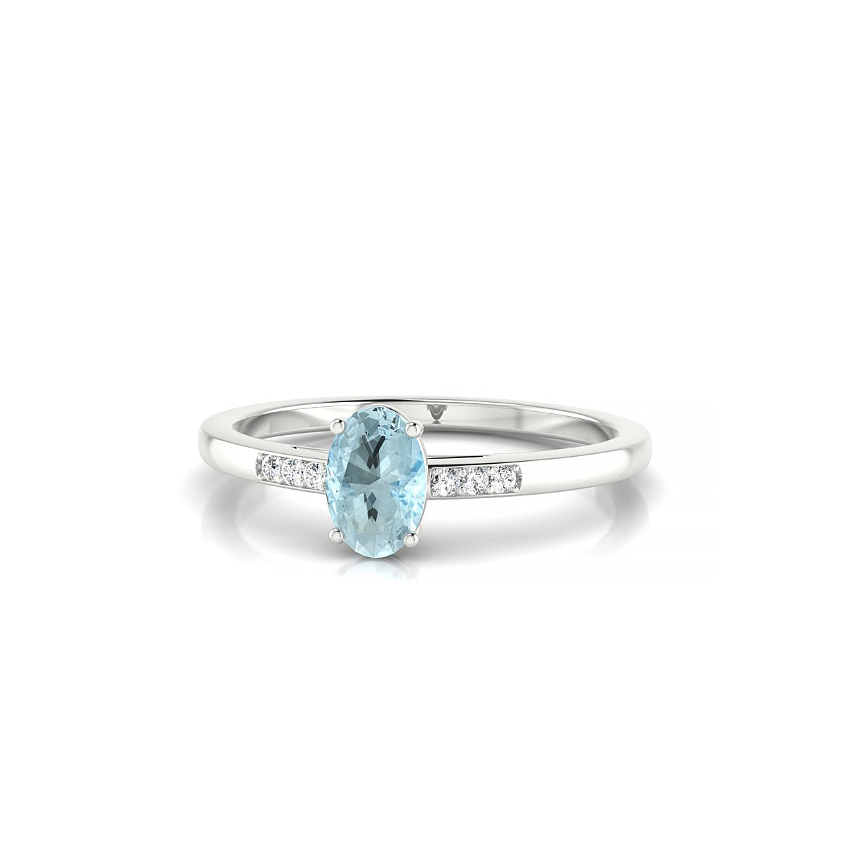 Exquisite | 18k White Gold 6 x 4 mm Oval Aquamarine Ring