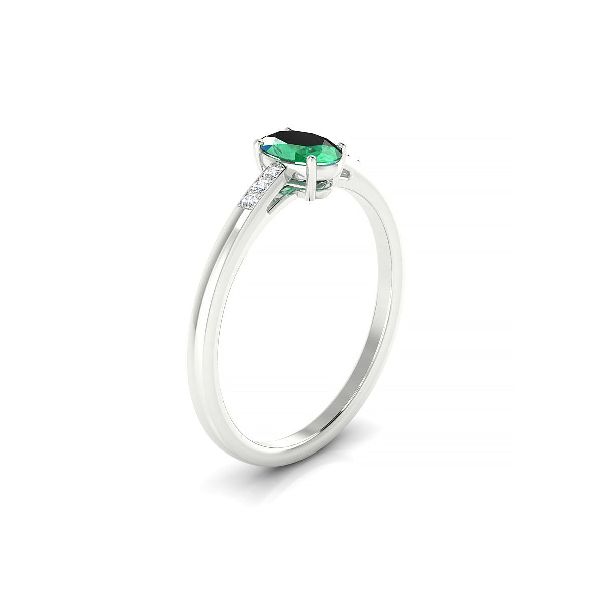 Exquisite | 18k White Gold 6 x 4 mm Oval Emerald Ring