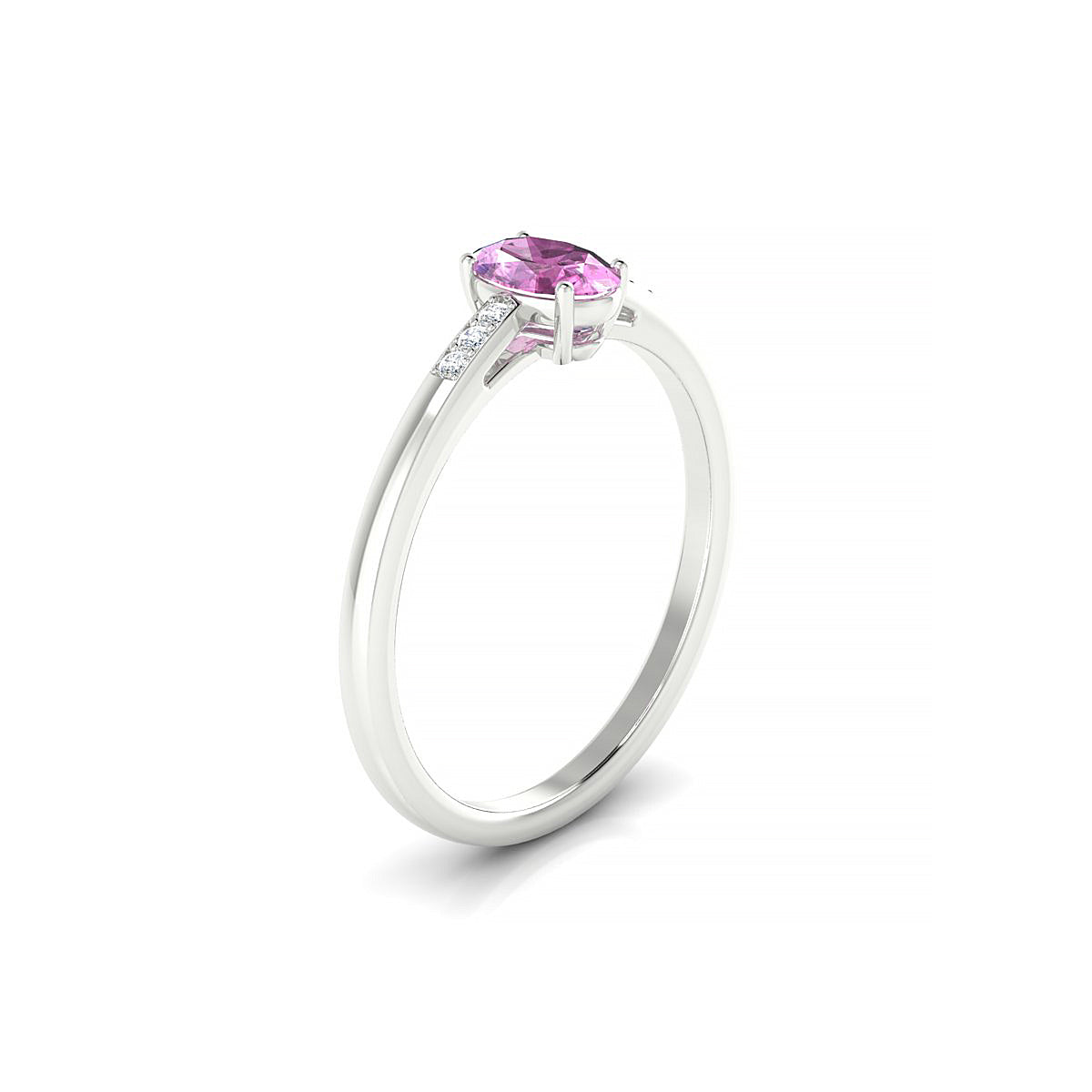 Exquisite | 18k White Gold 6 x 4 mm Oval Pink Sapphire Ring