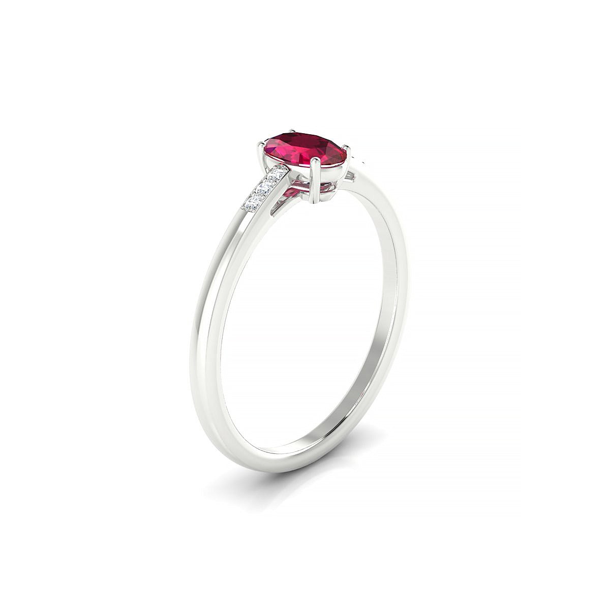 Exquisite | 18k White Gold 6 x 4 mm Oval Ruby Ring