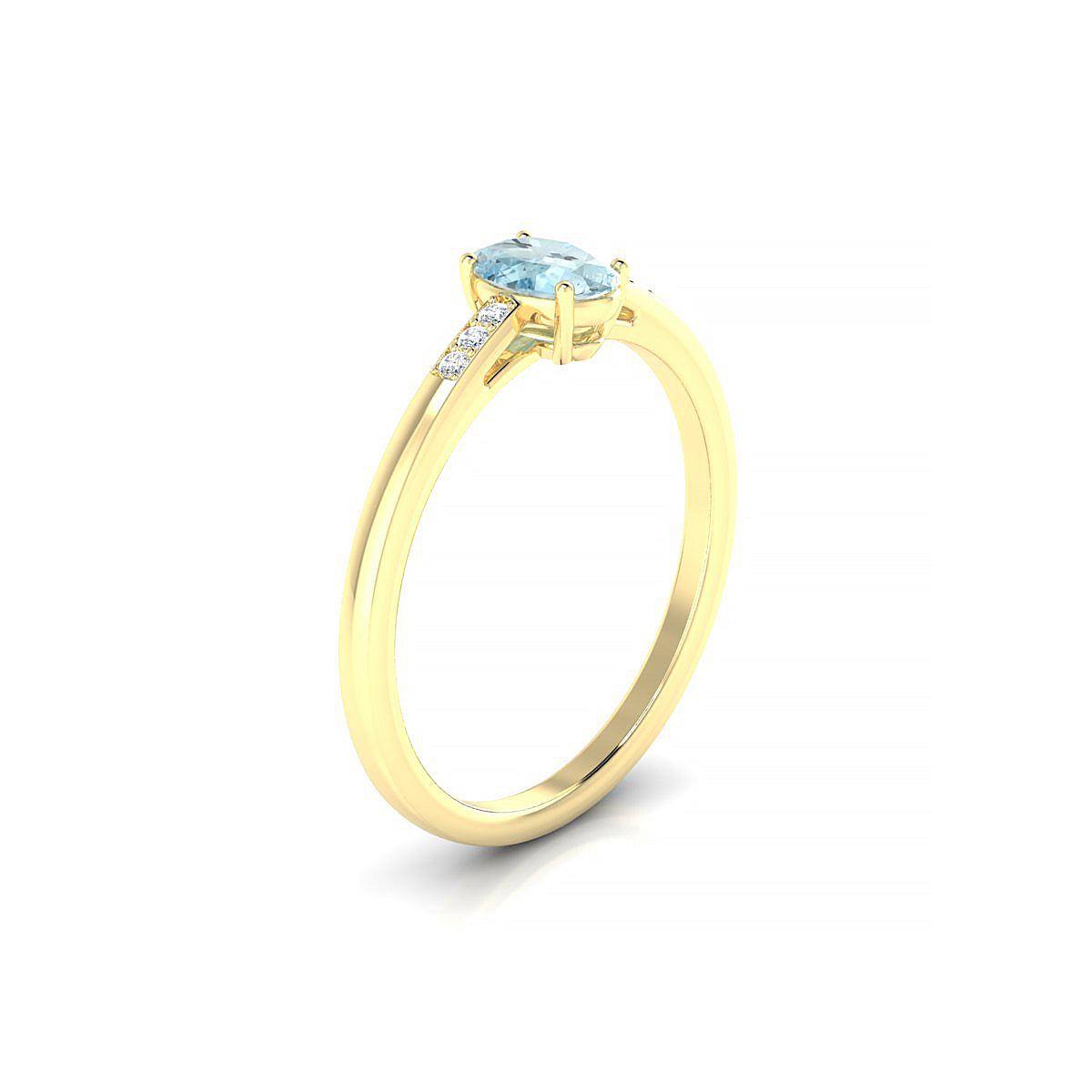 Exquisite | 18k Yellow Gold 6 x 4 mm Oval Aquamarine Ring