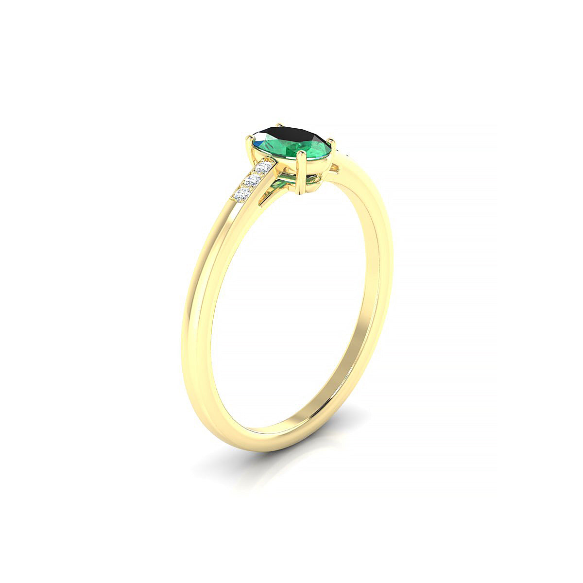 Exquisite | 18k Yellow Gold 6 x 4 mm Oval Emerald Ring