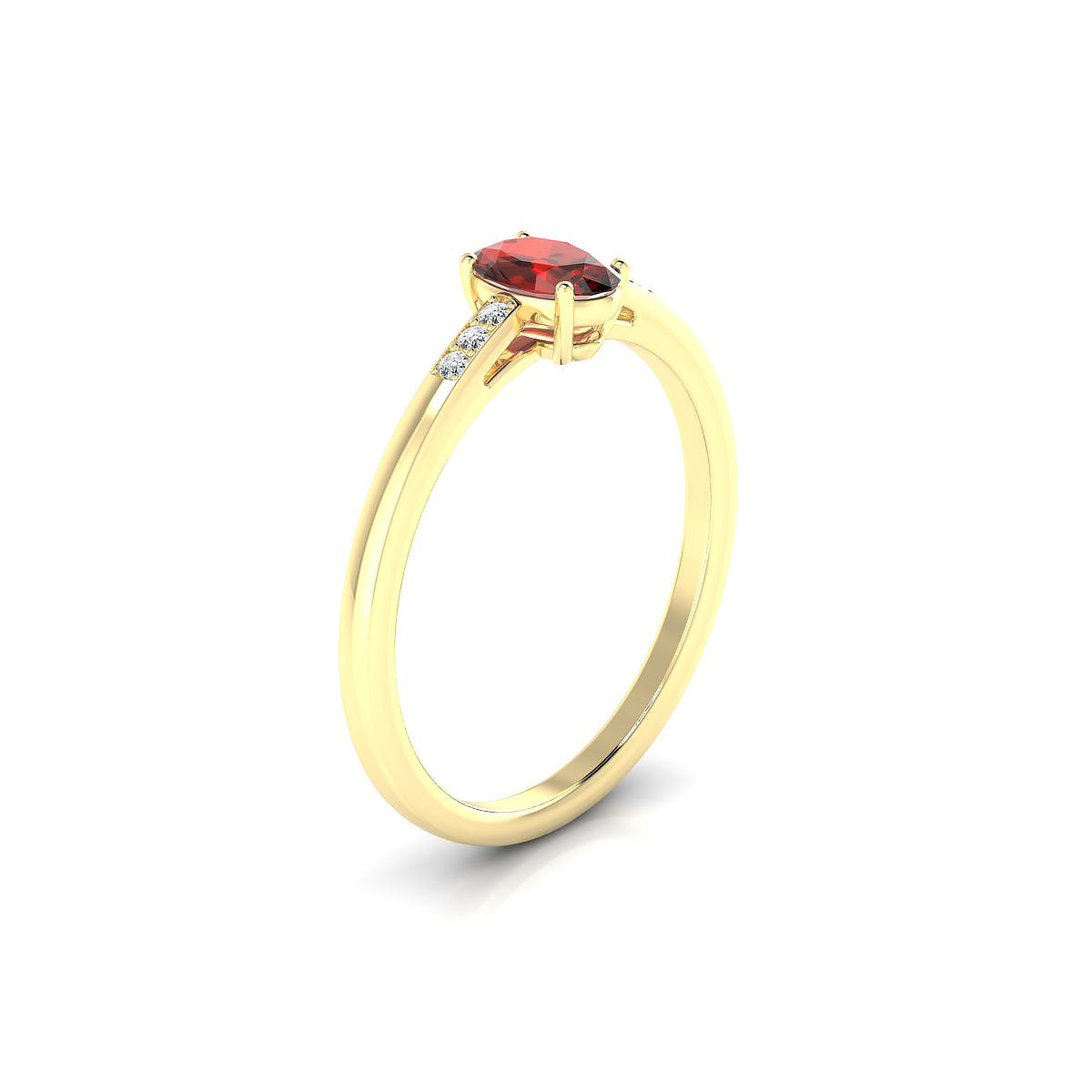 Exquisite | 18k Yellow Gold 6 x 4 mm Oval Garnet Ring