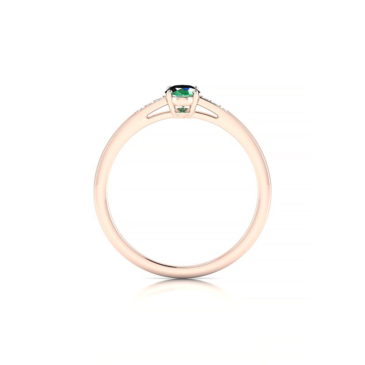 Exquisite | 18k Rose Gold 6 x 4 mm Oval Emerald Ring