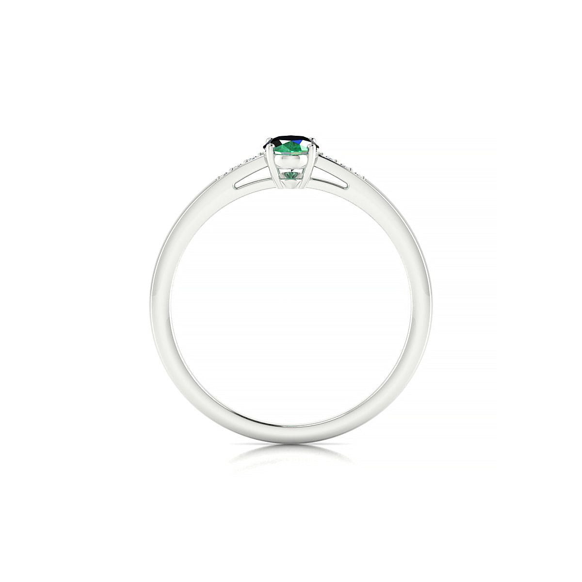 Exquisite | 18k White Gold 6 x 4 mm Oval Emerald Ring
