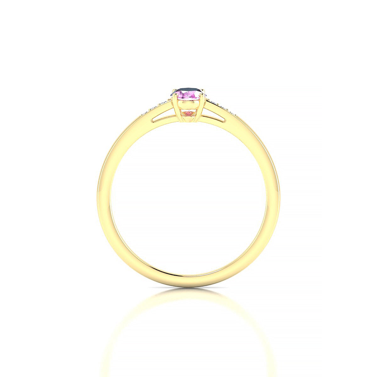 Exquisite | 18k Yellow Gold 6 x 4 mm Oval Pink Sapphire Ring