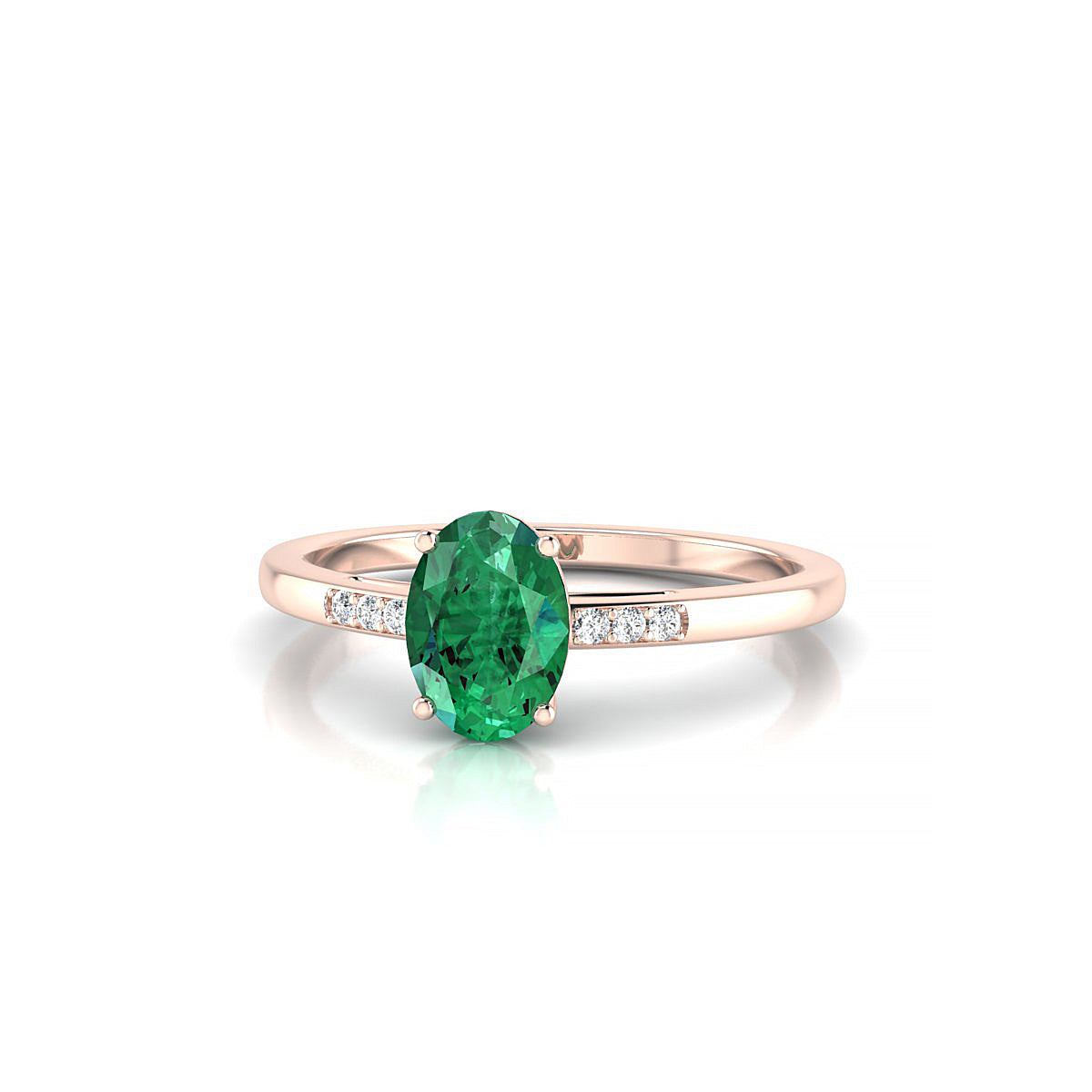 Exquisite | 18k Rose Gold 7 x 5 mm Oval Emerald Ring