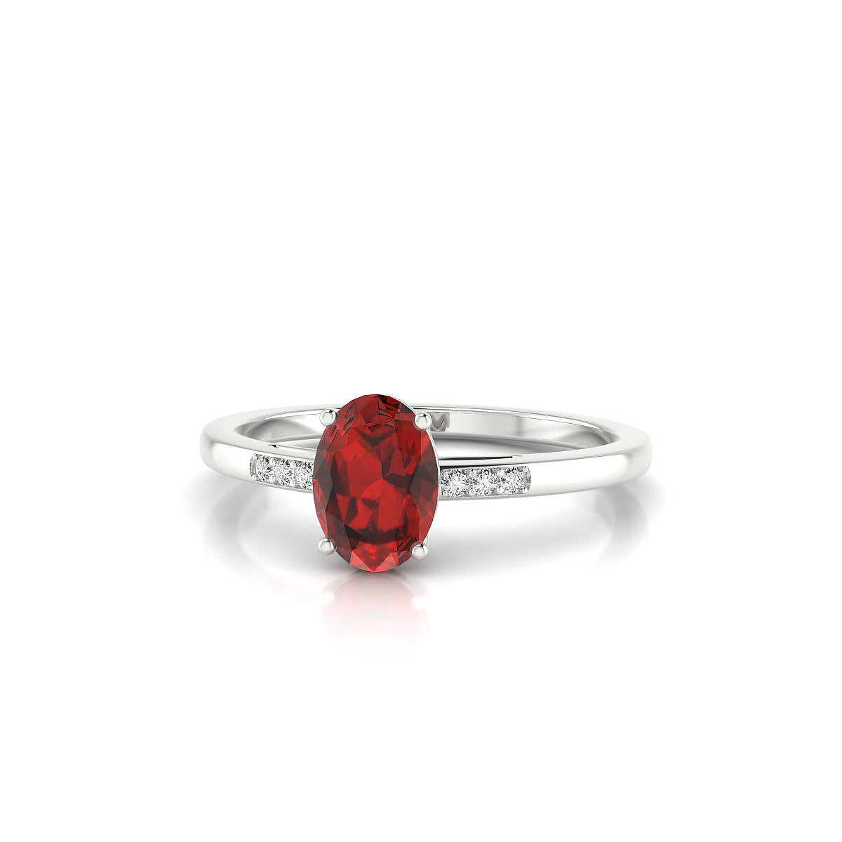 Exquisite | 18k White Gold 7 x 5 mm Oval Garnet Ring