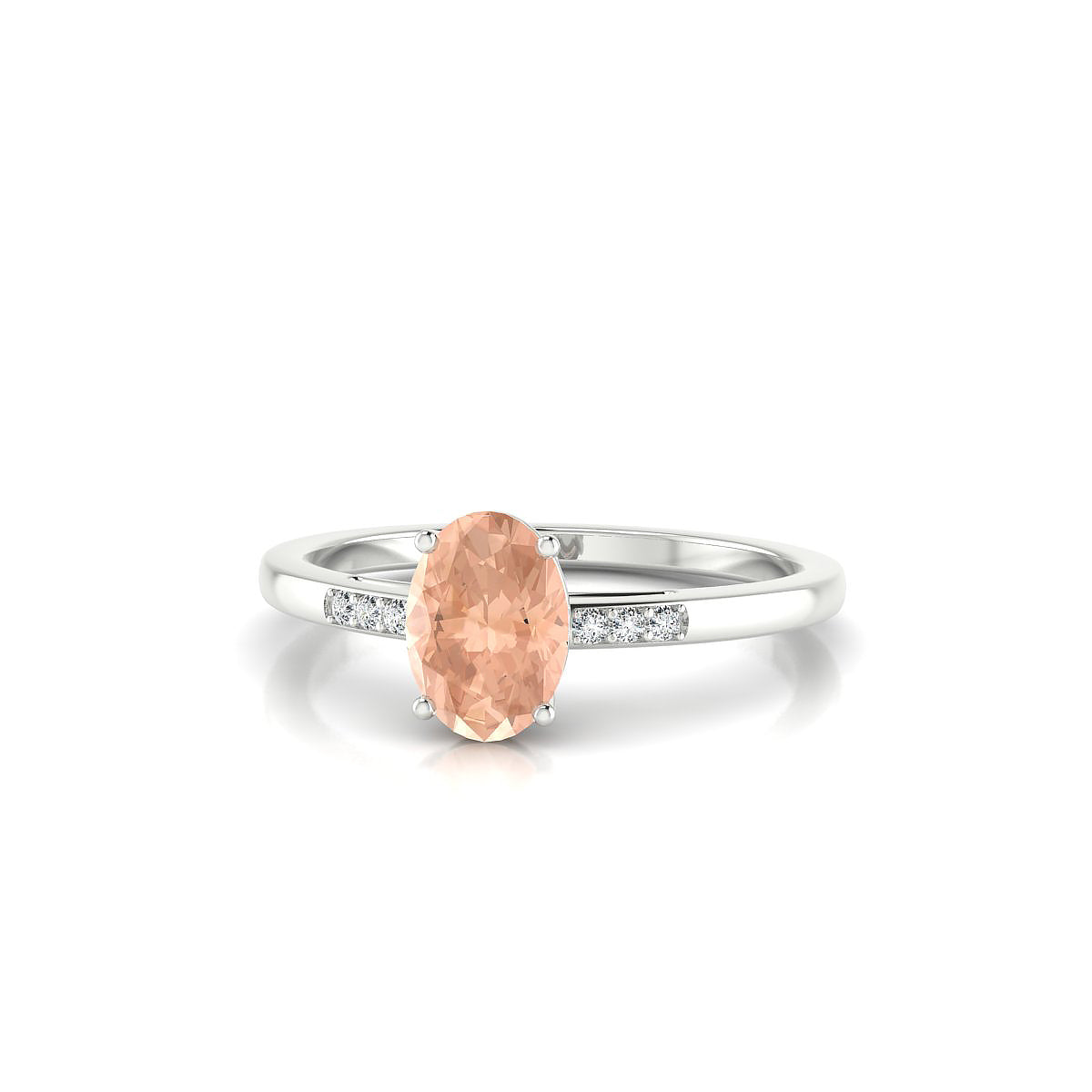 Exquisite | 18k White Gold 7 x 5 mm Oval Morganite Ring
