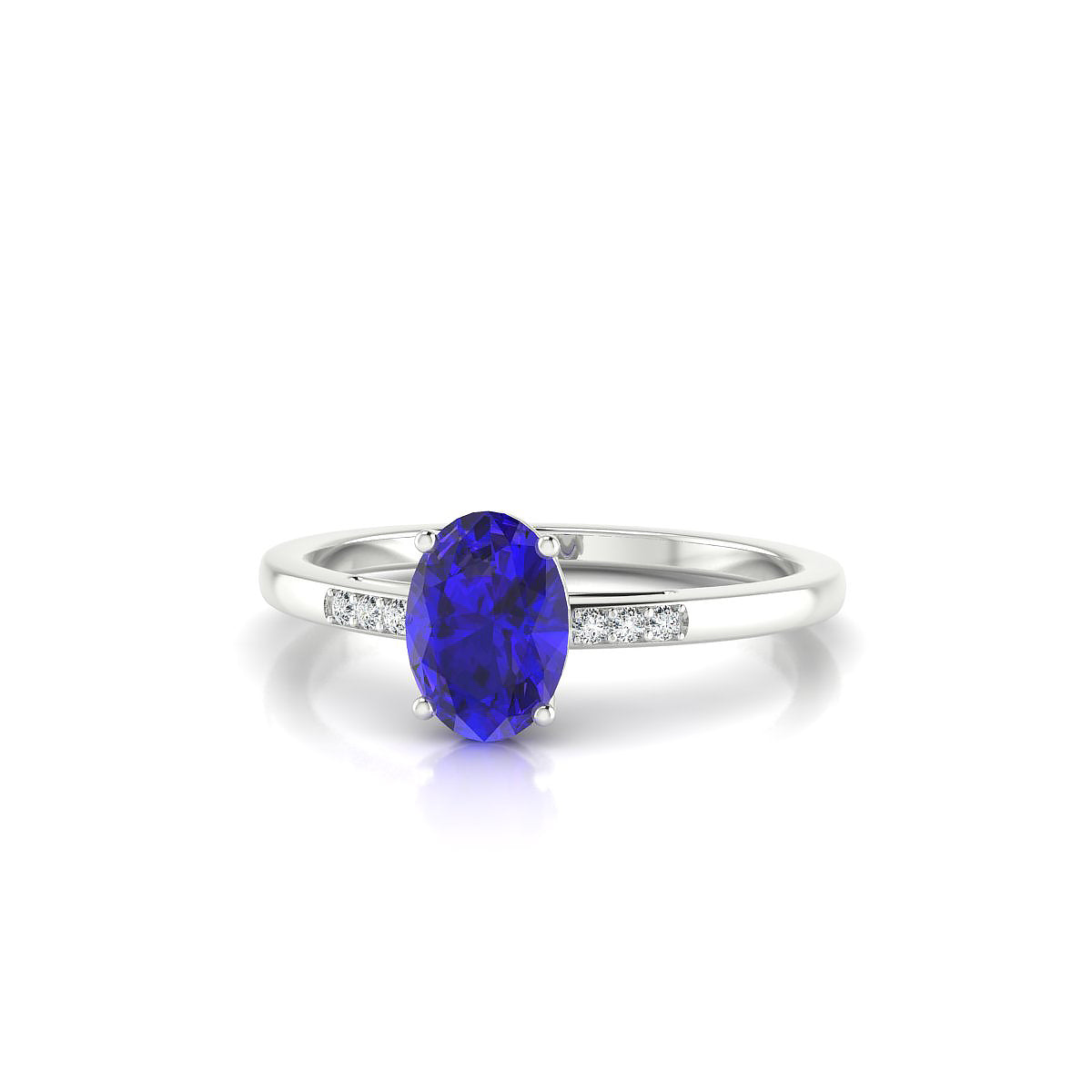Exquisite | 18k White Gold 7 x 5 mm Oval Tanzanite Ring