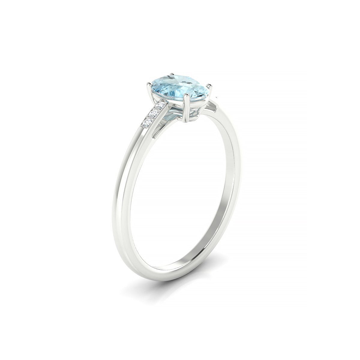 Exquisite | 18k White Gold 7 x 5 mm Oval Aquamarine Ring