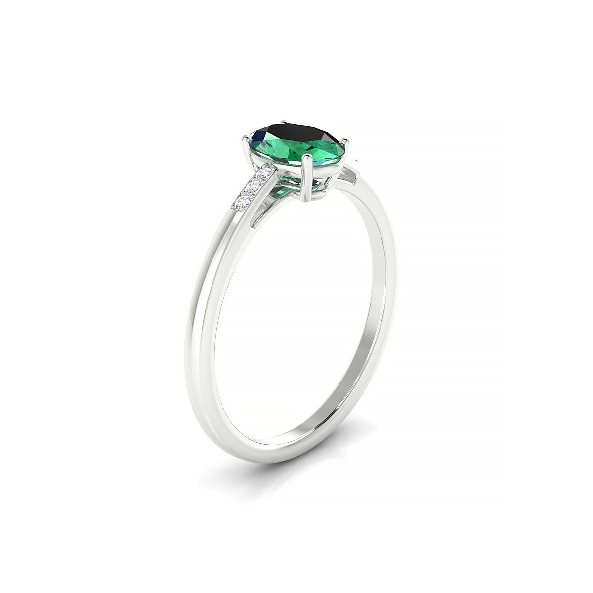 Exquisite | 18k White Gold 7 x 5 mm Oval Emerald Ring
