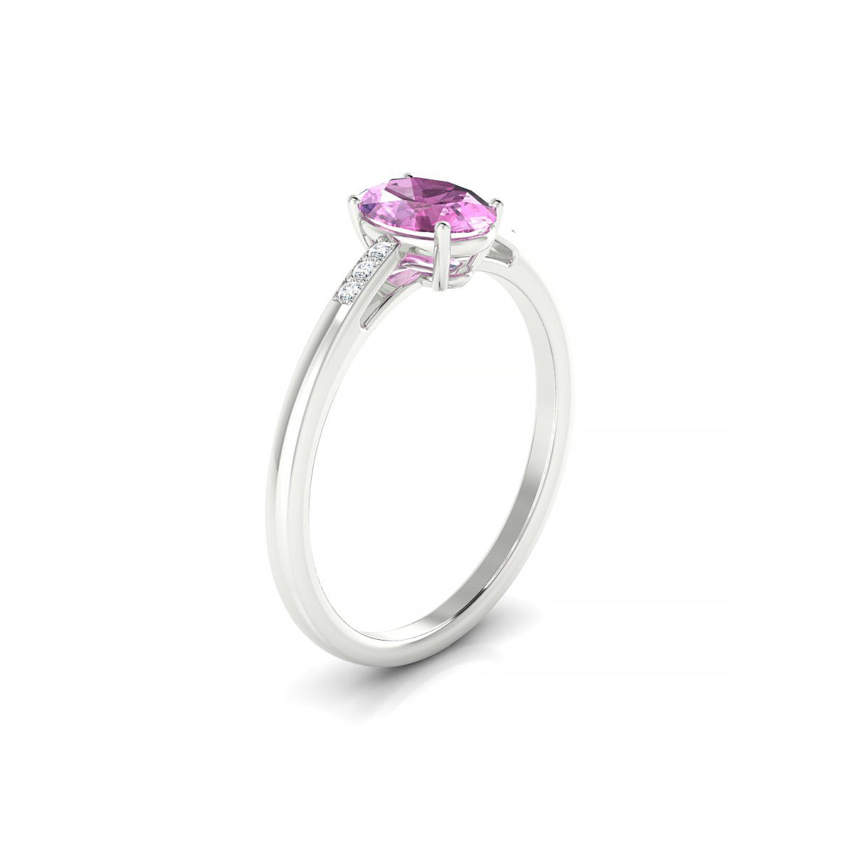 Exquisite | 18k White Gold 7 x 5 mm Oval Pink Sapphire Ring