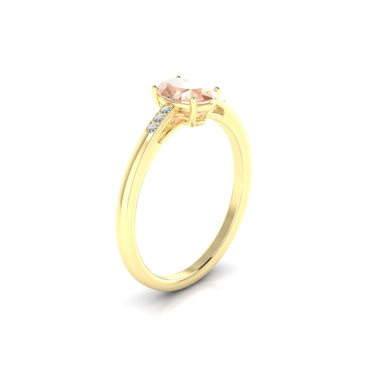 Exquisite | 18k Yellow Gold 7 x 5 mm Oval Morganite Ring