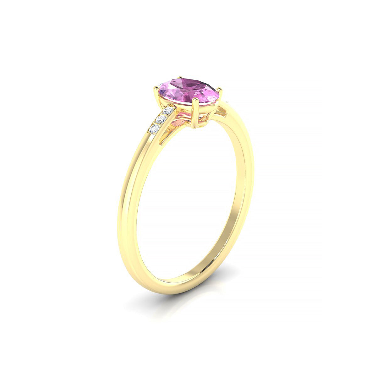 Exquisite | 18k Yellow Gold 7 x 5 mm Oval Pink Sapphire Ring