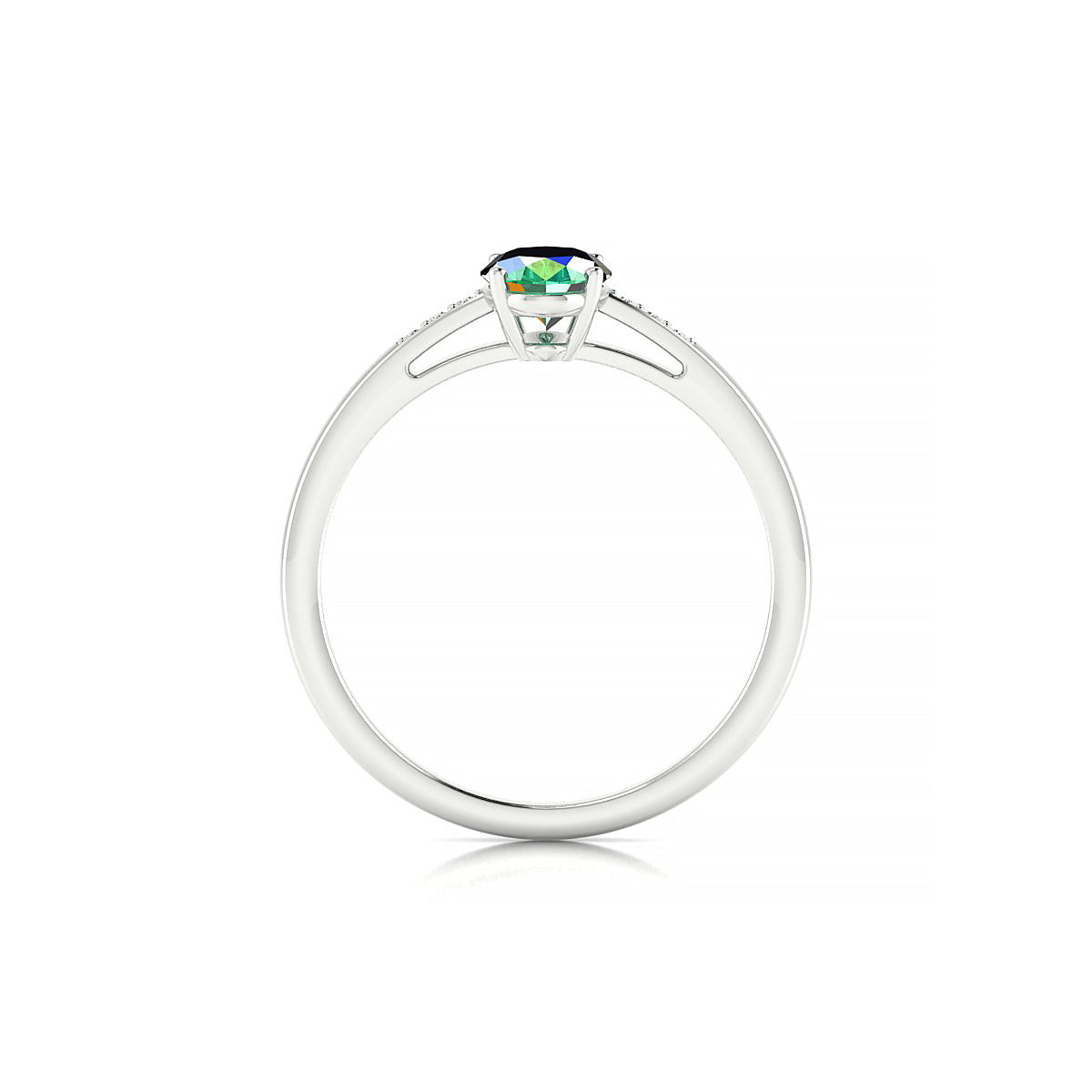 Exquisite | 18k White Gold 7 x 5 mm Oval Emerald Ring