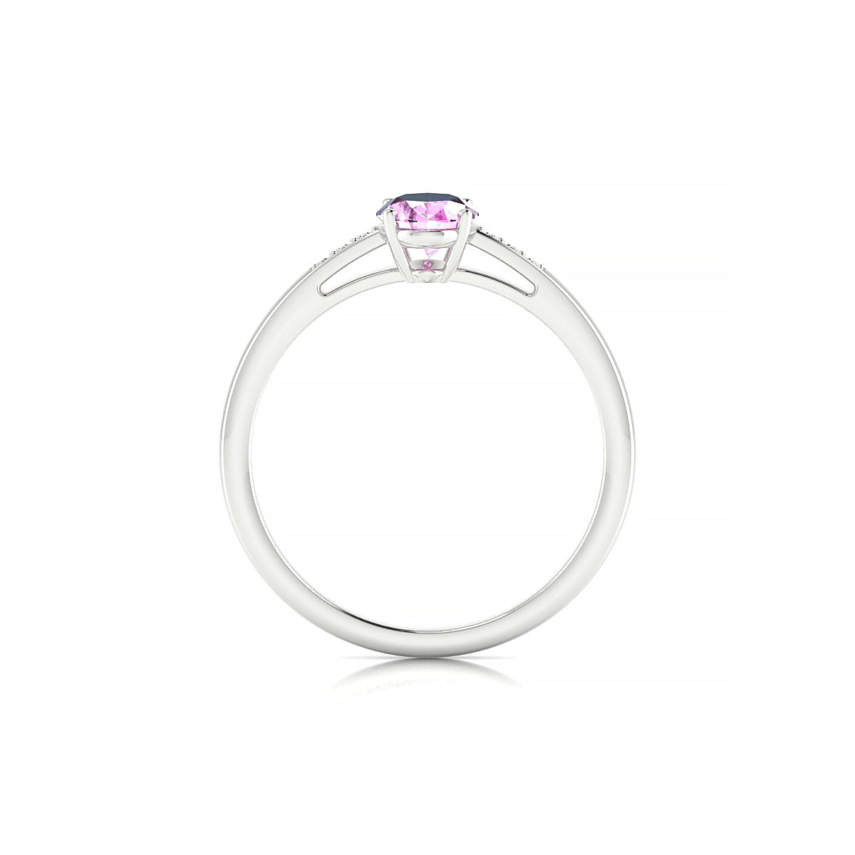 Exquisite | 18k White Gold 7 x 5 mm Oval Pink Sapphire Ring