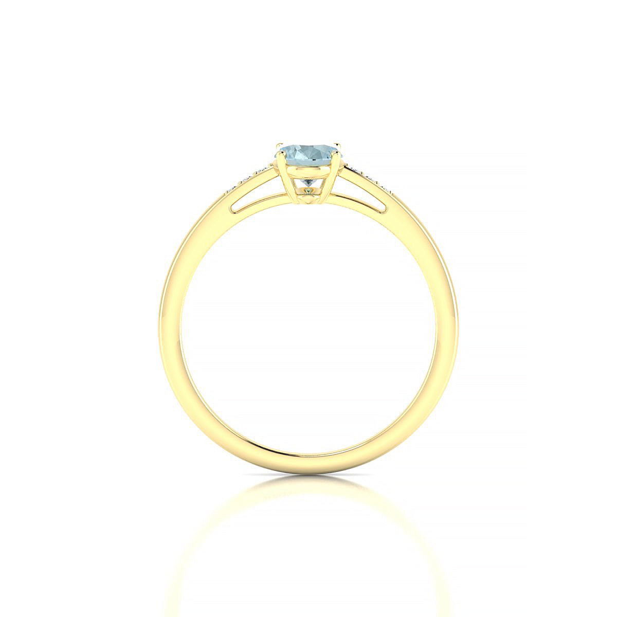 Exquisite | 18k Yellow Gold 7 x 5 mm Oval Aquamarine Ring