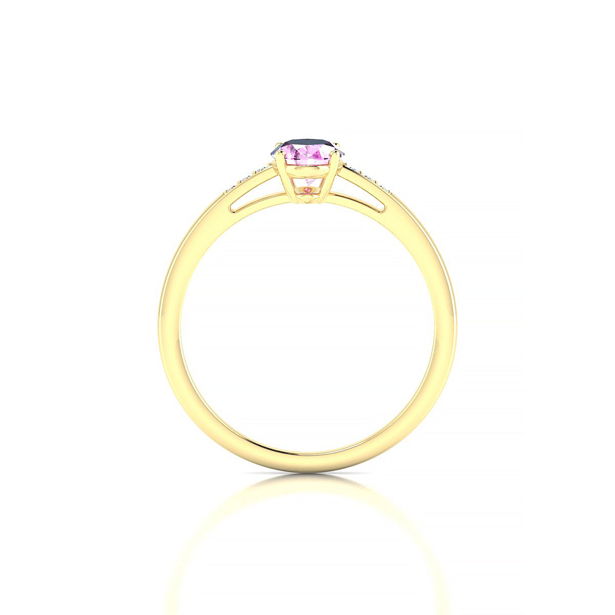 Exquisite | 18k Yellow Gold 7 x 5 mm Oval Pink Sapphire Ring