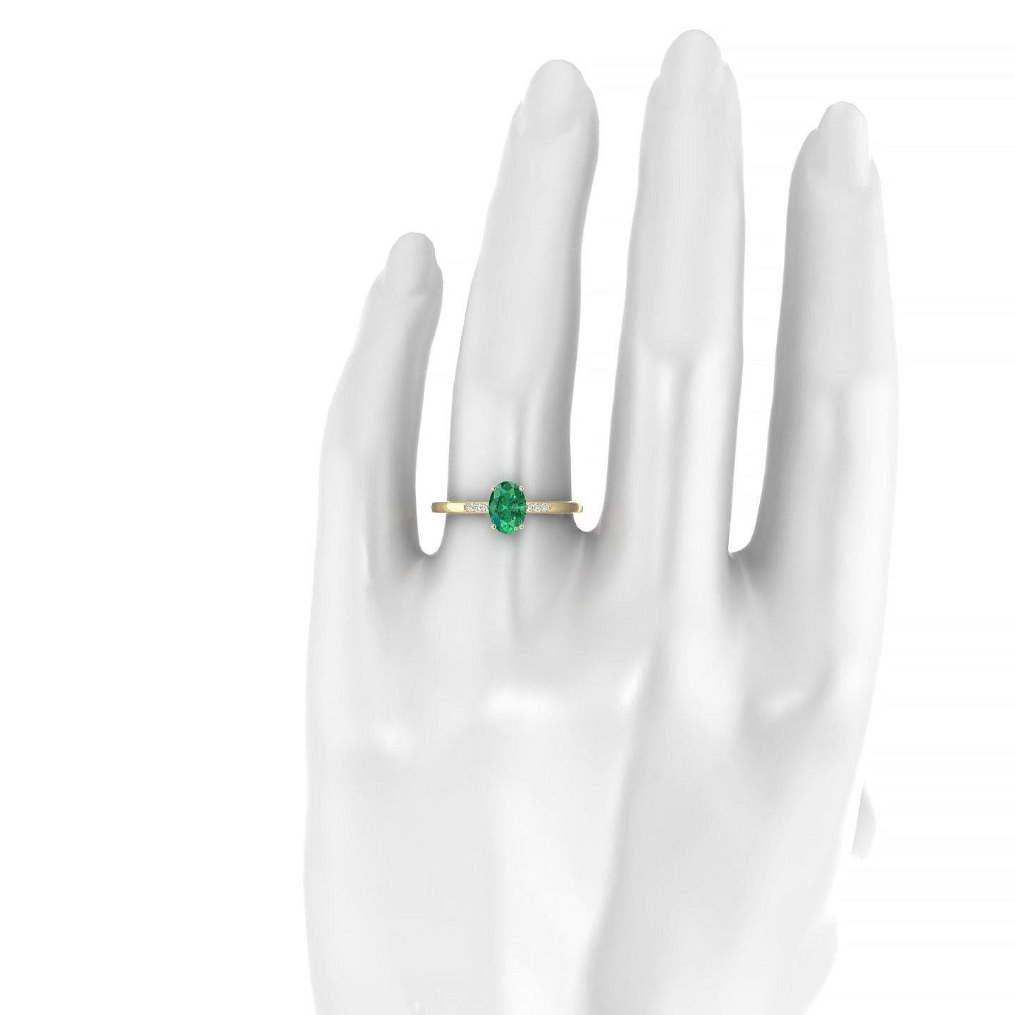 Exquisite | 18k Yellow Gold 7 x 5 mm Oval Emerald Ring