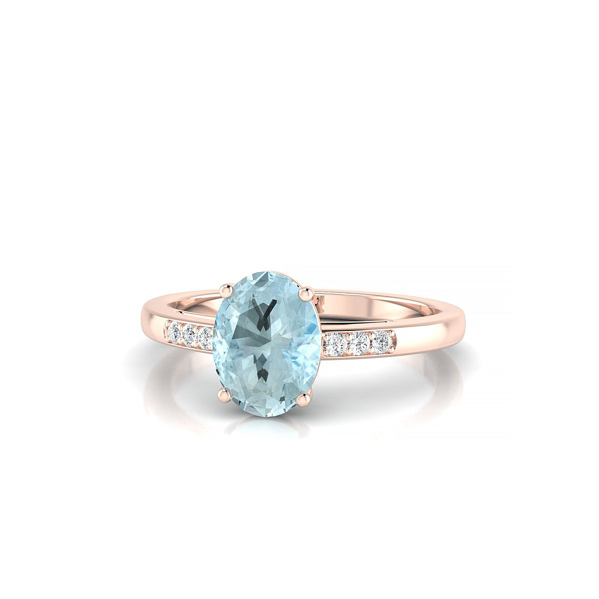 Exquisite | 18k Rose Gold 8 x 6 mm Oval Aquamarine Ring