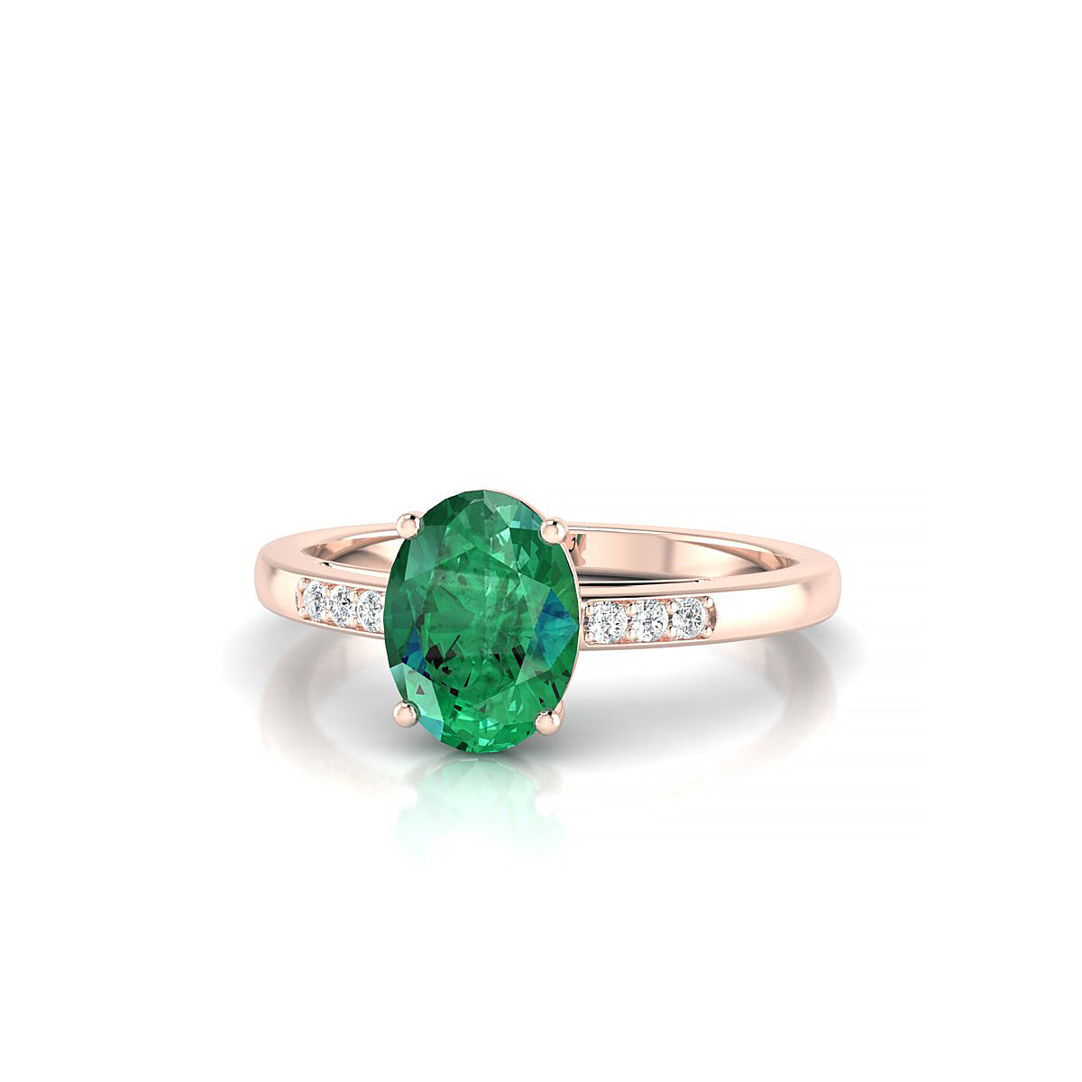 Exquisite | 18k Rose Gold 8 x 6 mm Oval Emerald Ring
