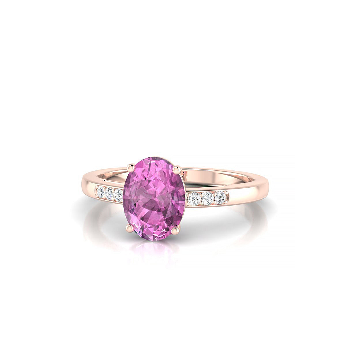 Exquisite | 18k Rose Gold 8 x 6 mm Oval Pink Sapphire Ring