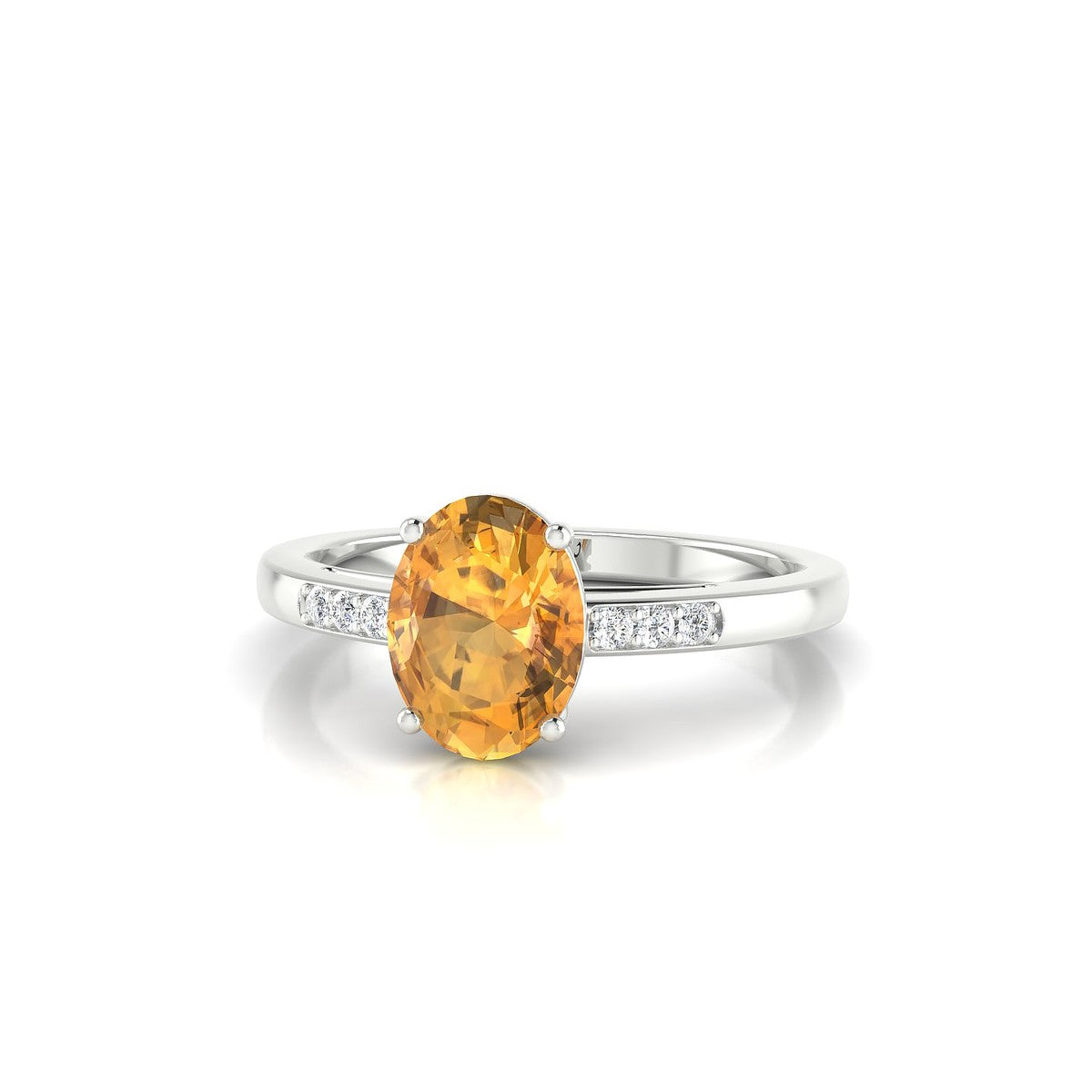 Exquisite | 18k White Gold 8 x 6 mm Oval Citrine Ring