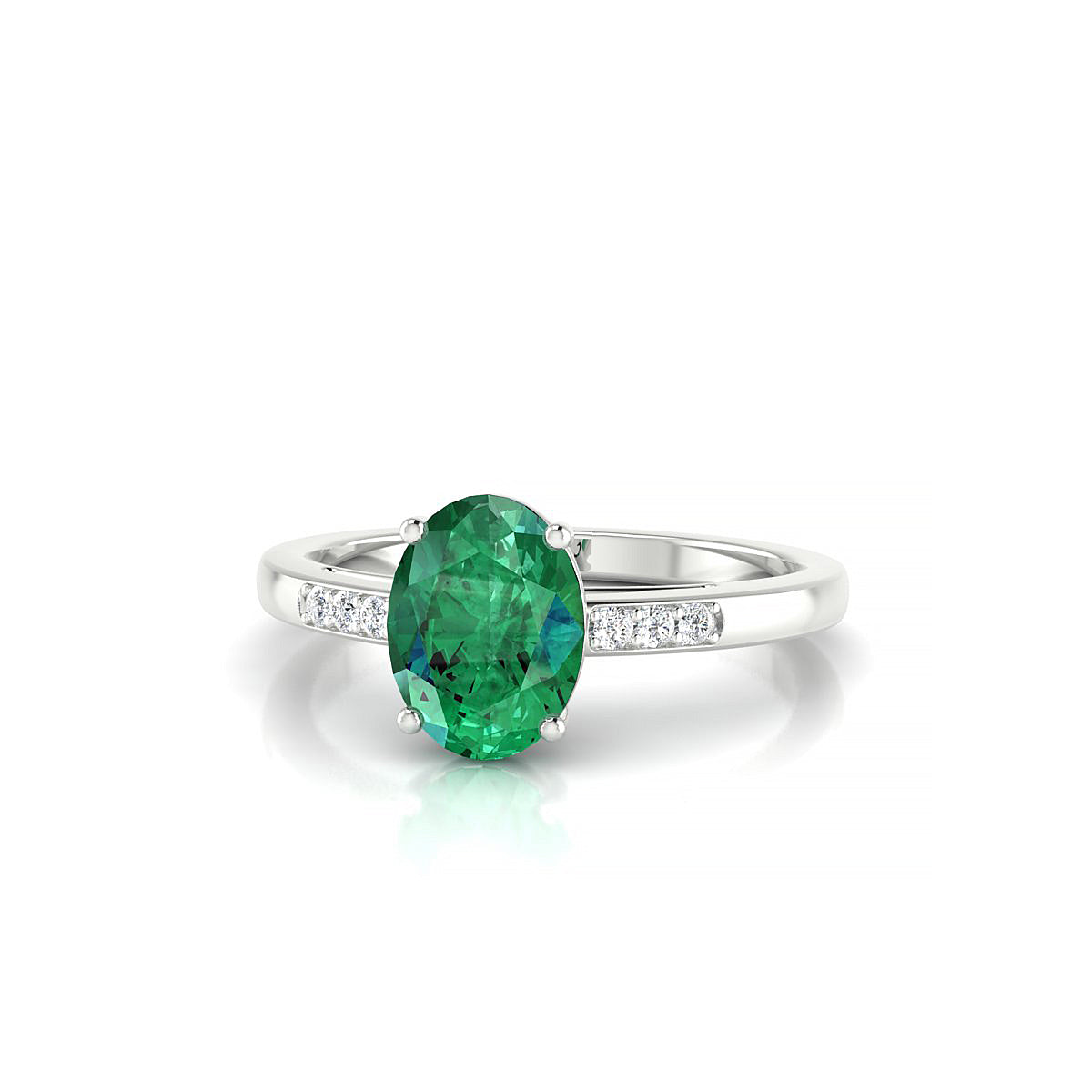 Exquisite | 18k White Gold 8 x 6 mm Oval Emerald Ring