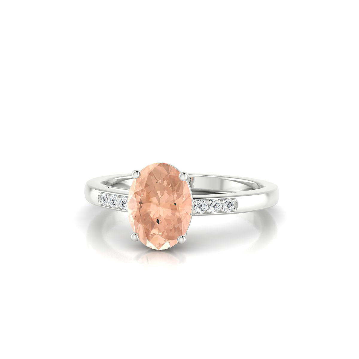 Exquisite | 18k White Gold 8 x 6 mm Oval Morganite Ring