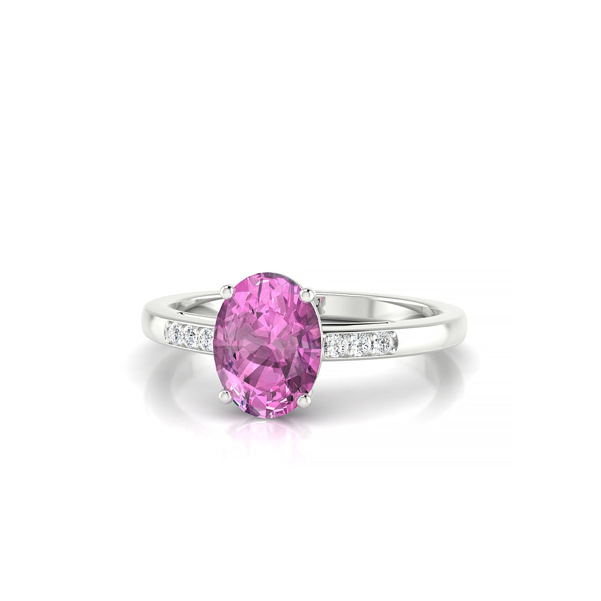 Exquisite | 18k White Gold 8 x 6 mm Oval Pink Sapphire Ring