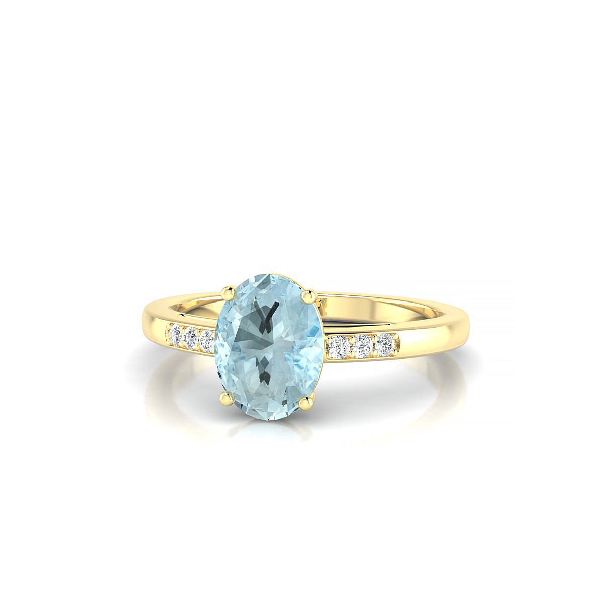 Exquisite | 18k Yellow Gold 8 x 6 mm Oval Aquamarine Ring