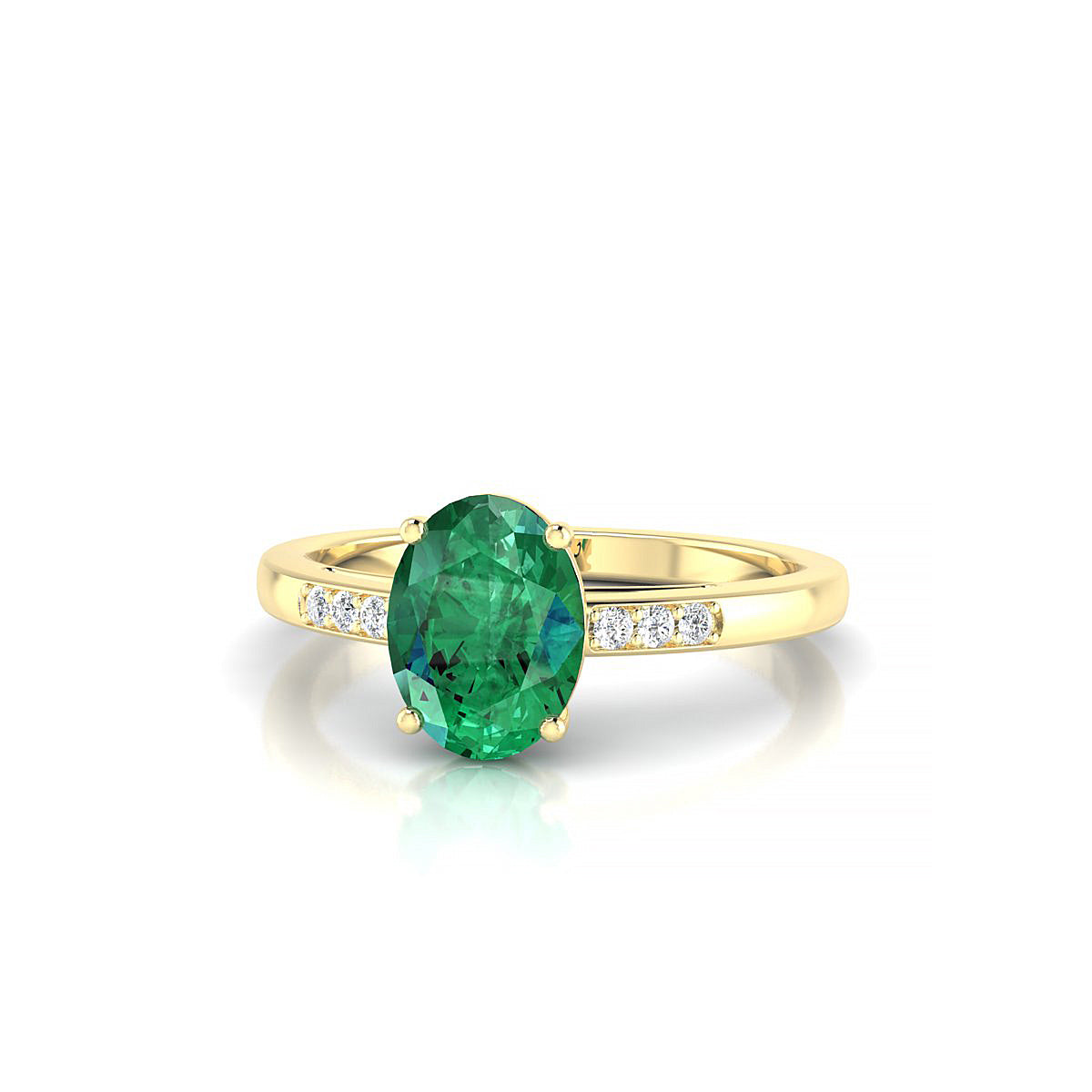 Exquisite | 18k Yellow Gold 8 x 6 mm Oval Emerald Ring