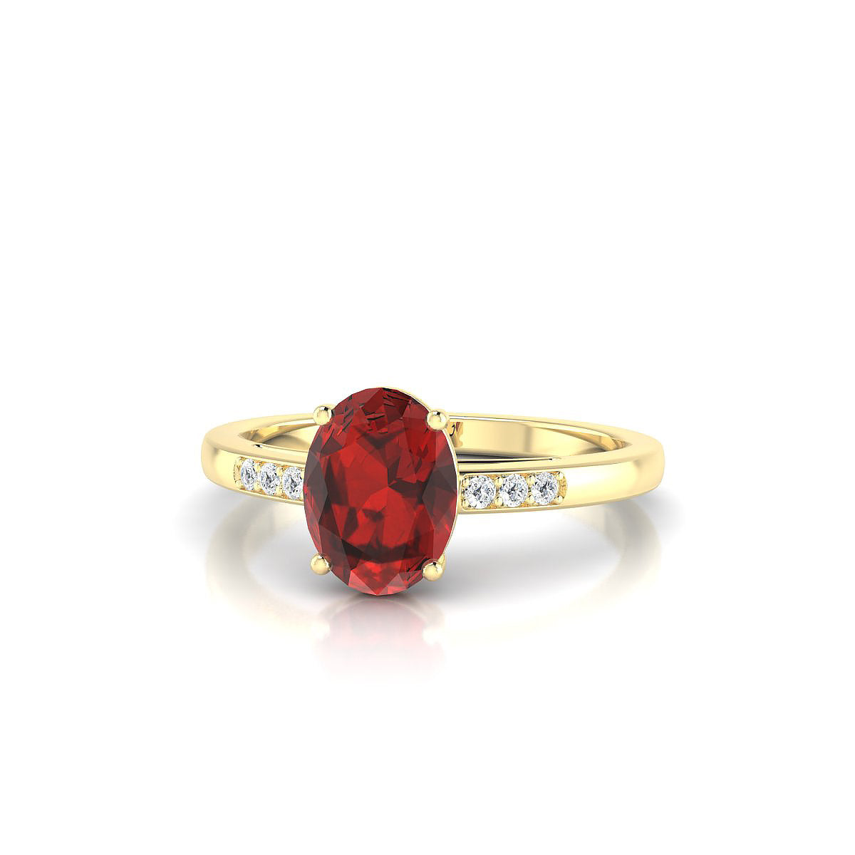 Exquisite | 18k Yellow Gold 8 x 6 mm Oval Garnet Ring