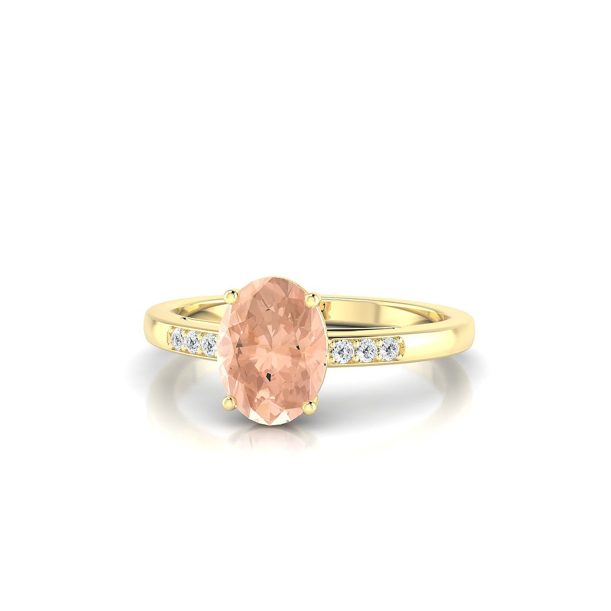 Exquisite | 18k Yellow Gold 8 x 6 mm Oval Morganite Ring