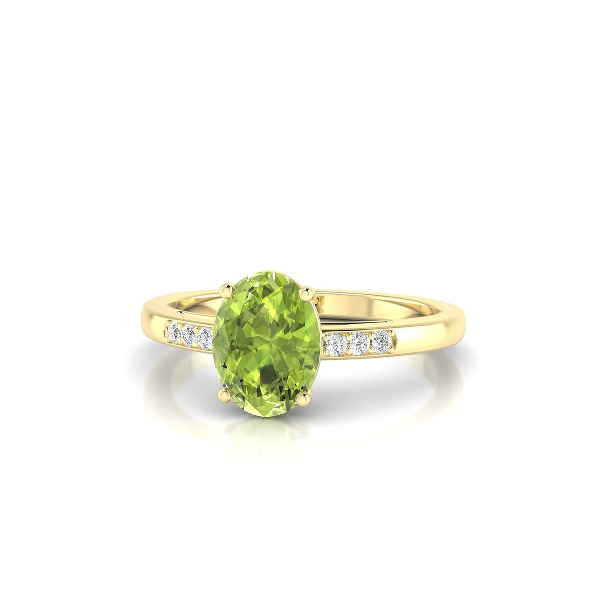 Exquisite | 18k Yellow Gold 8 x 6 mm Oval Peridot Ring