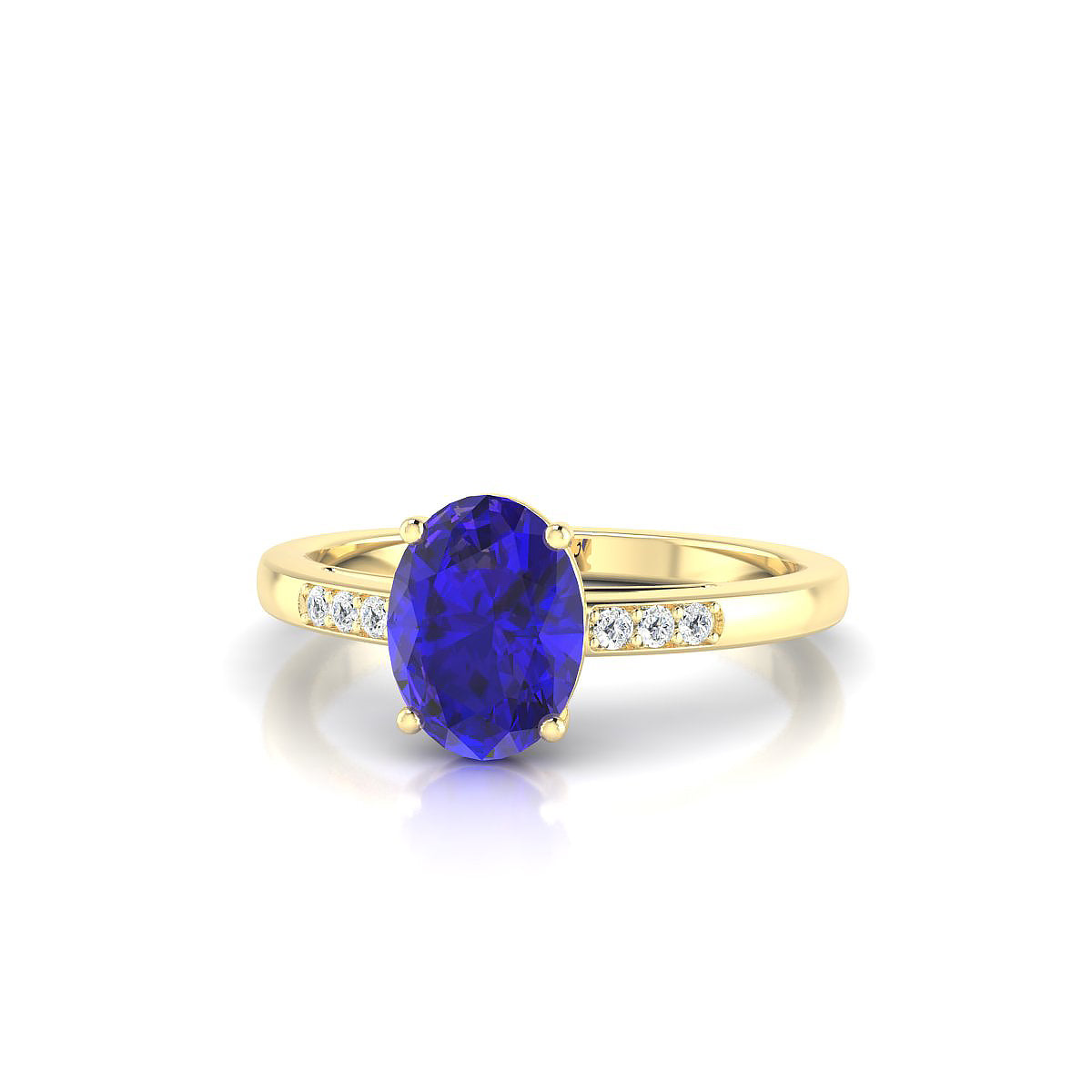 Exquisite | 18k Yellow Gold 8 x 6 mm Oval Tanzanite Ring