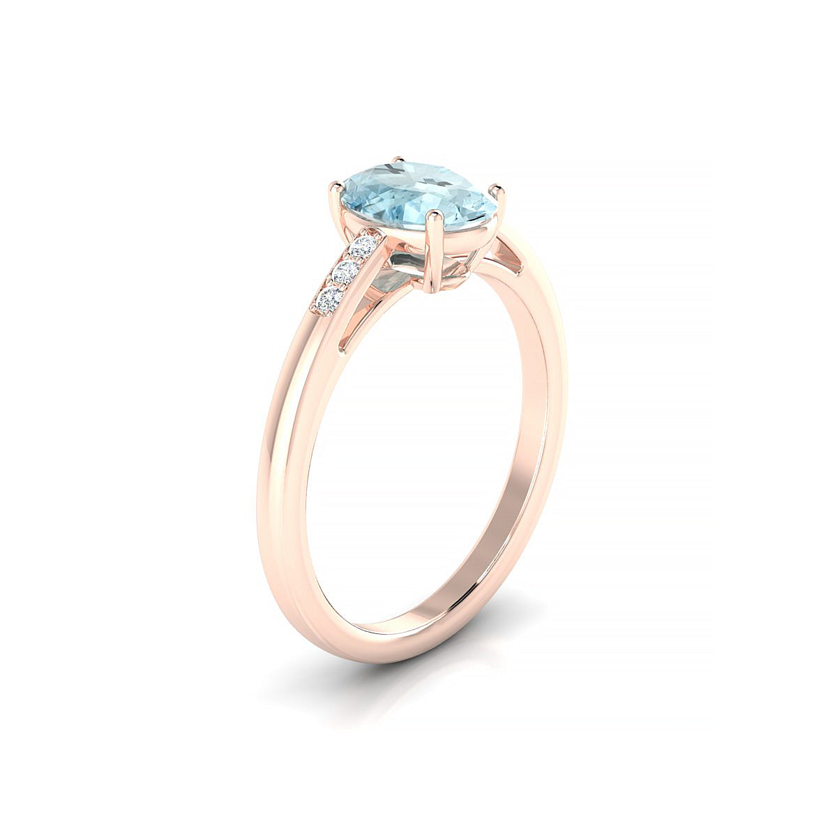 Exquisite | 18k Rose Gold 8 x 6 mm Oval Aquamarine Ring