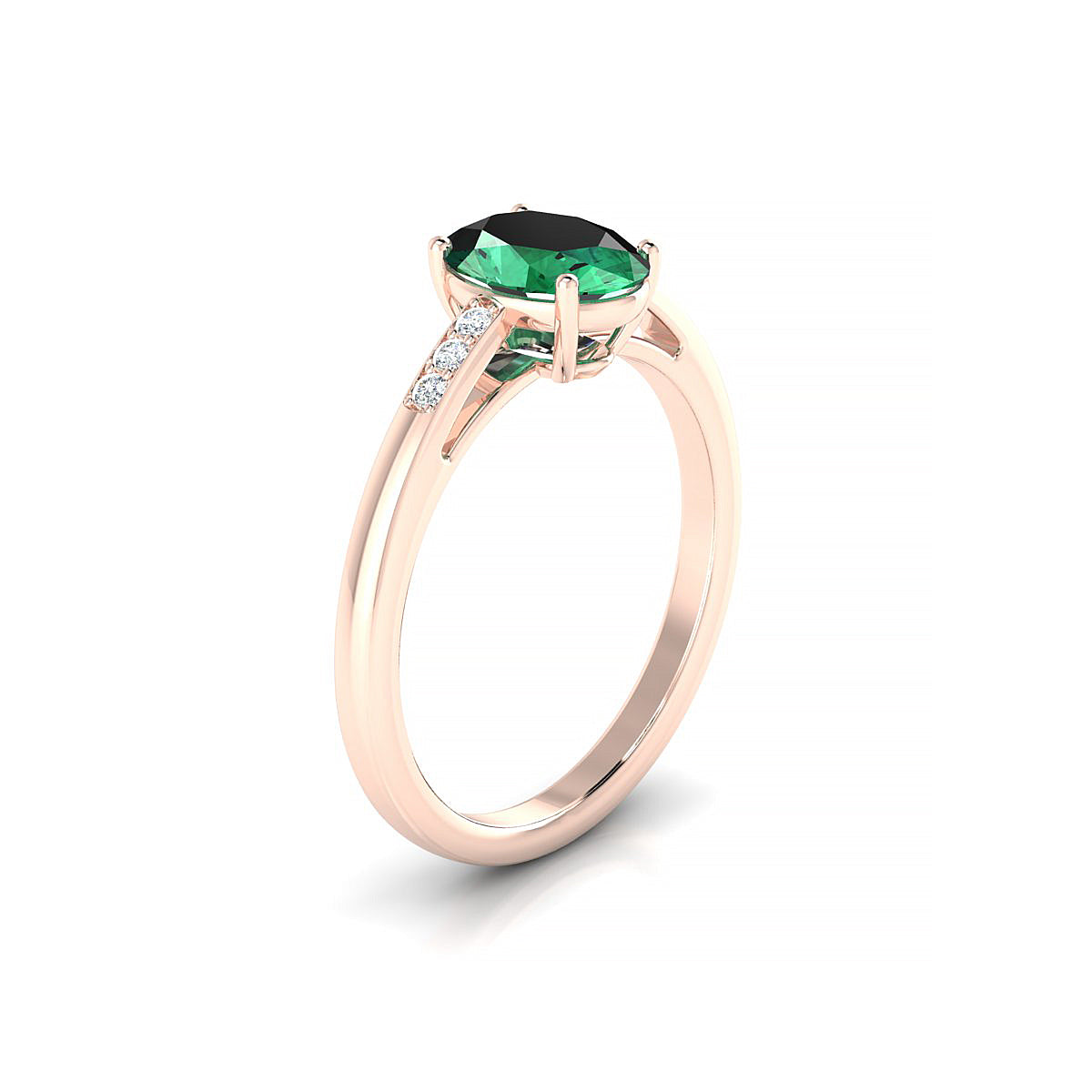 Exquisite | 18k Rose Gold 8 x 6 mm Oval Emerald Ring
