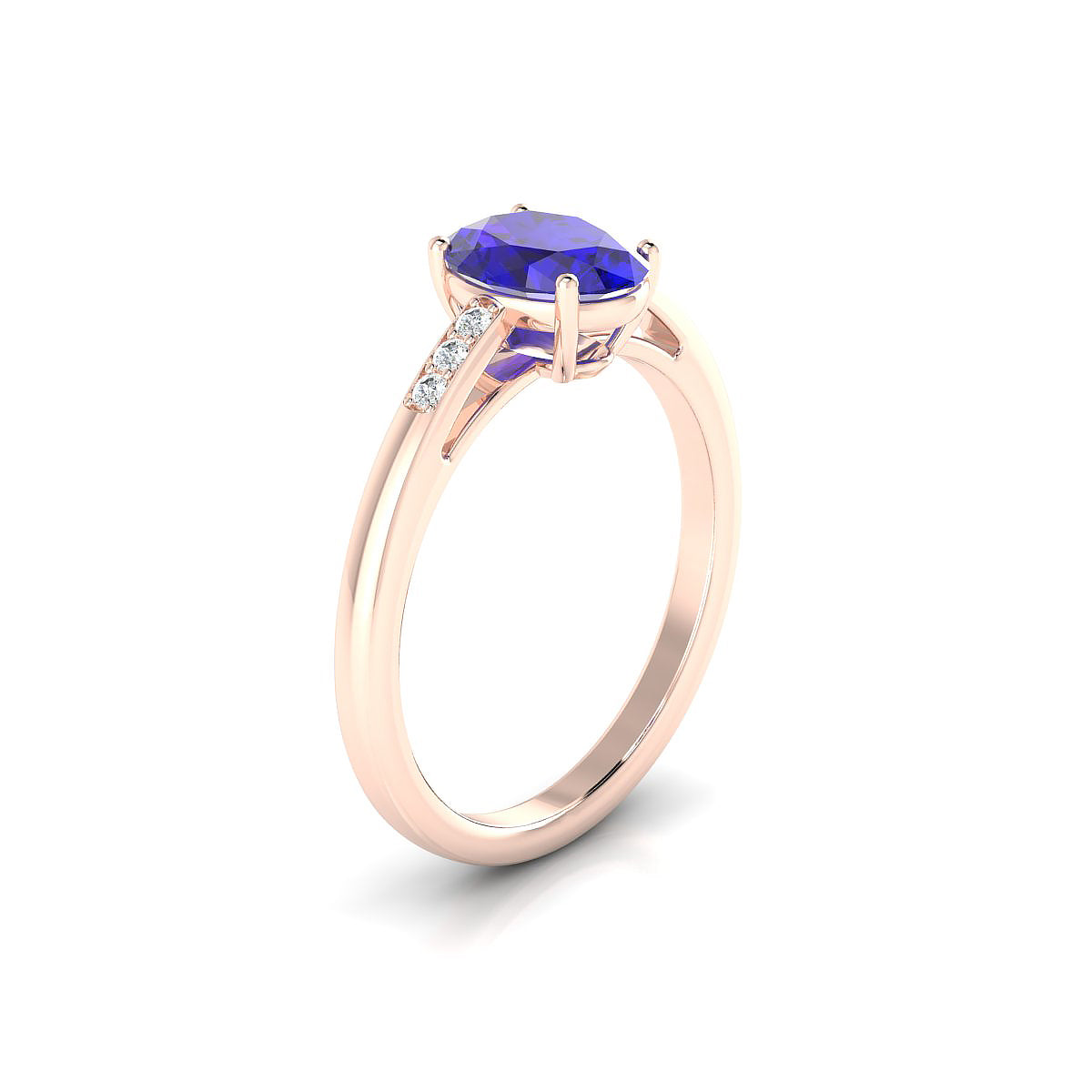 Exquisite | 18k Rose Gold 8 x 6 mm Oval Tanzanite Ring