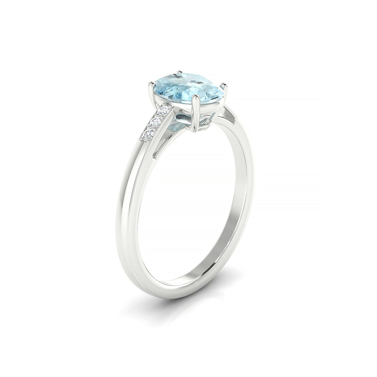 Exquisite | 18k White Gold 8 x 6 mm Oval Aquamarine Ring