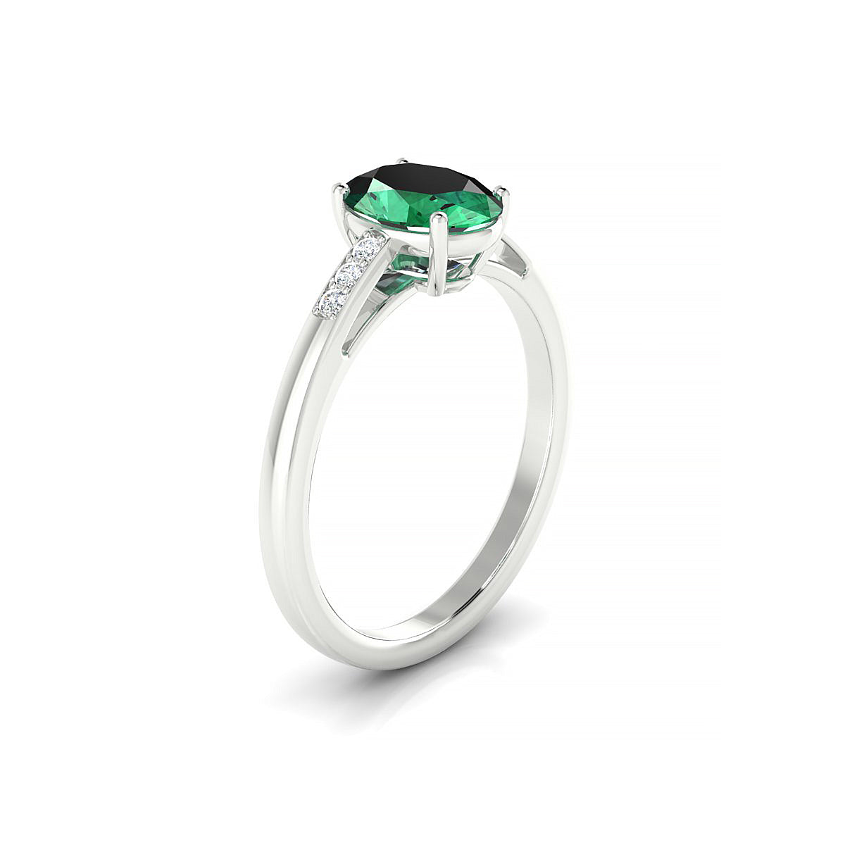 Exquisite | 18k White Gold 8 x 6 mm Oval Emerald Ring