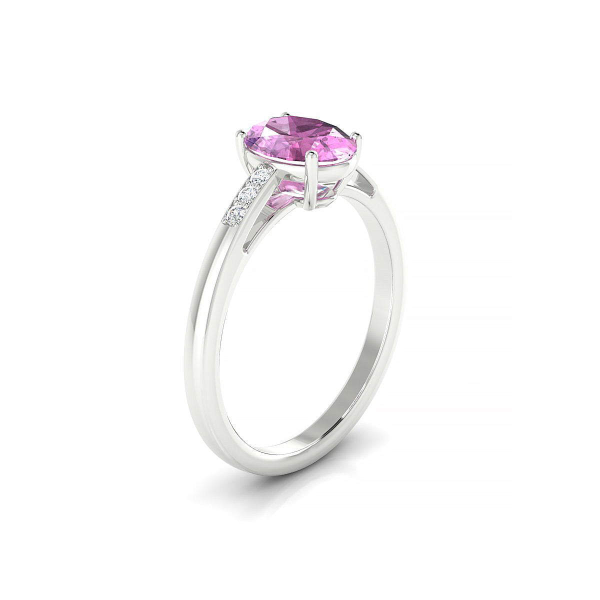 Exquisite | 18k White Gold 8 x 6 mm Oval Pink Sapphire Ring